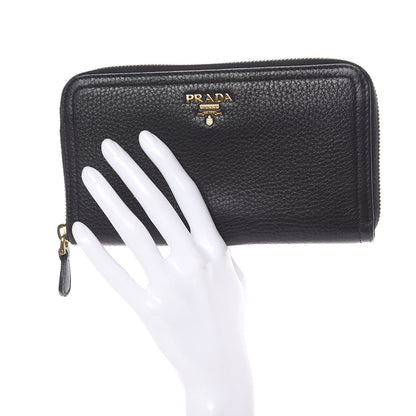 Prada Vitello Daino Zip Around Wallet Black 2 of 10