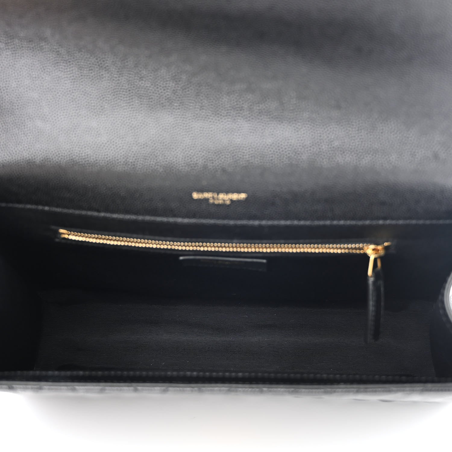 Saint Laurent Grain De Poudre Textured Mixed Matelasse Large Triquilt Monogram Satchel Black 5 of 10