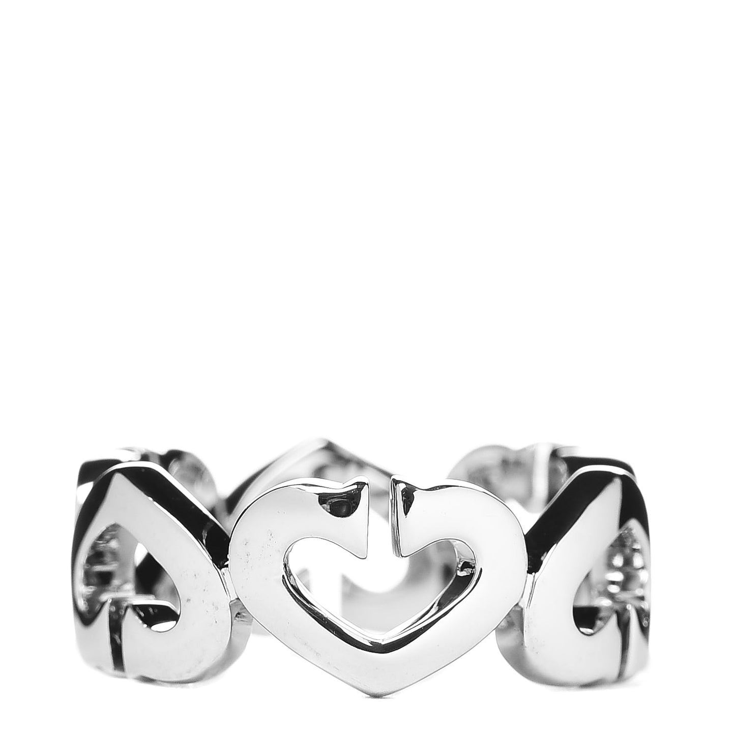 18K White Gold Diamond Hearts and Symbols Ring 49 4.75