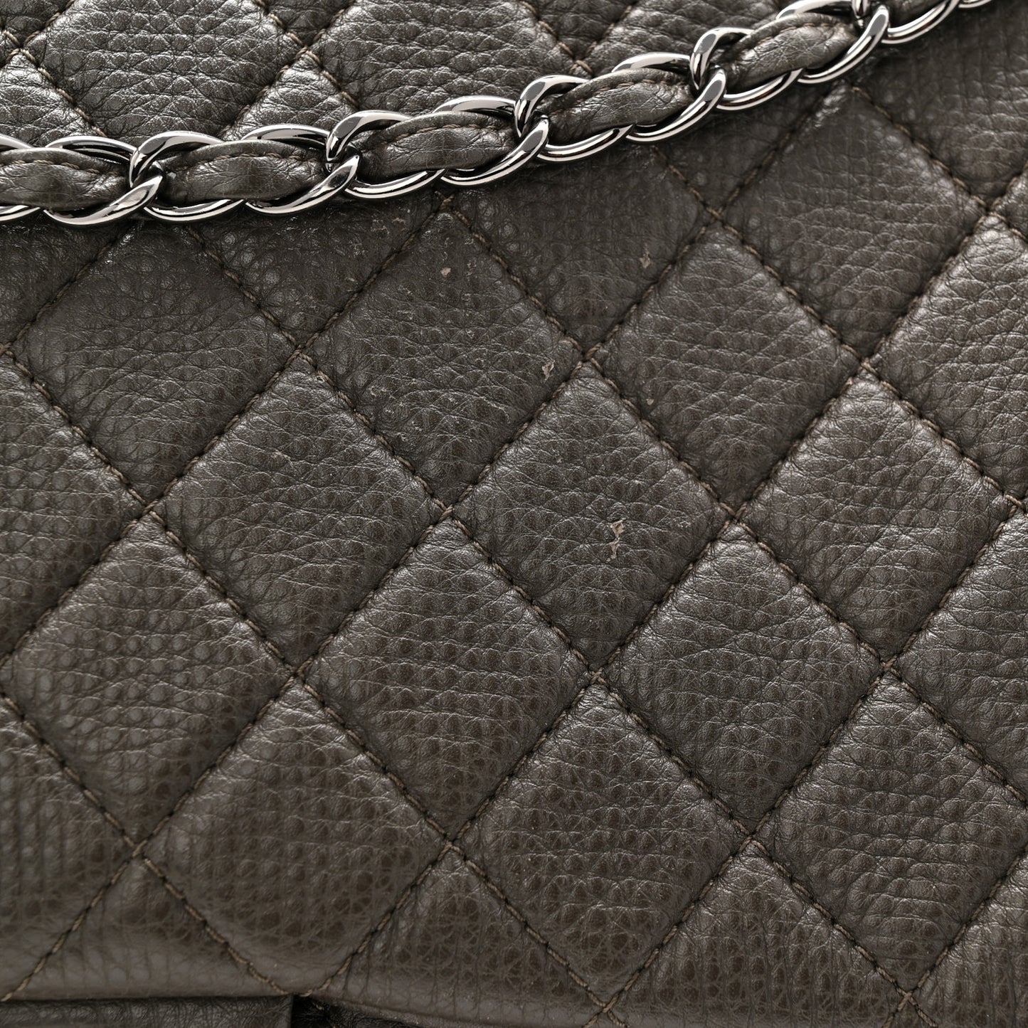 Calfskin Quilted XXL Travel Flap Bag Khaki