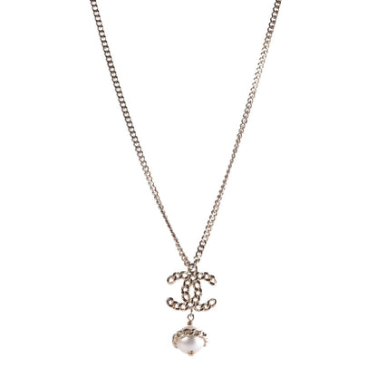 Chanel Chain CC Pearl Drop Necklace Gold 1 of 7