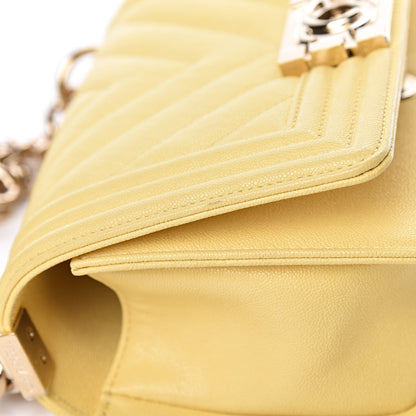 Chanel Caviar Chevron Quilted Small Boy Flap Yellow 11 of 11