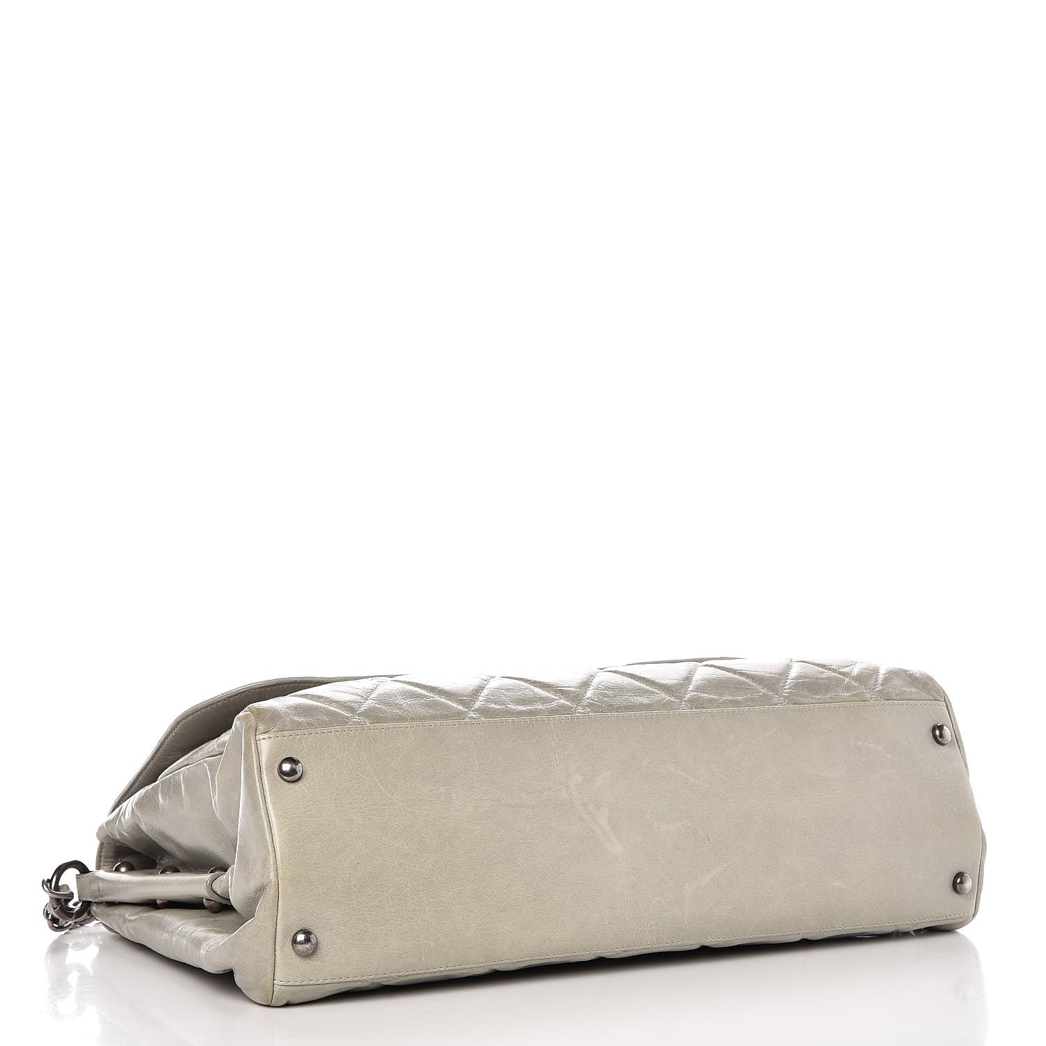Chanel Glazed Calfskin Boy Satchel Flap Light Grey 5 of 17