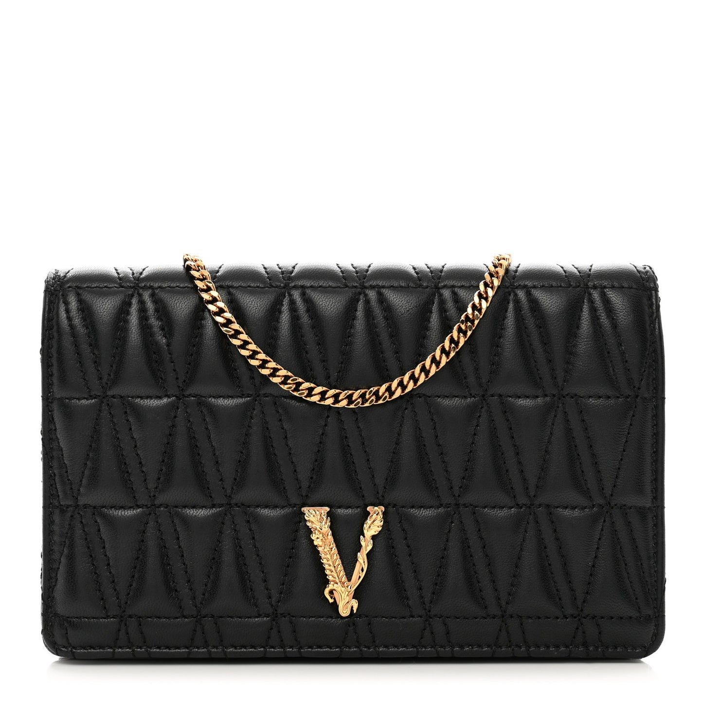 Nappa Quilted Virtus Clutch Bag Black