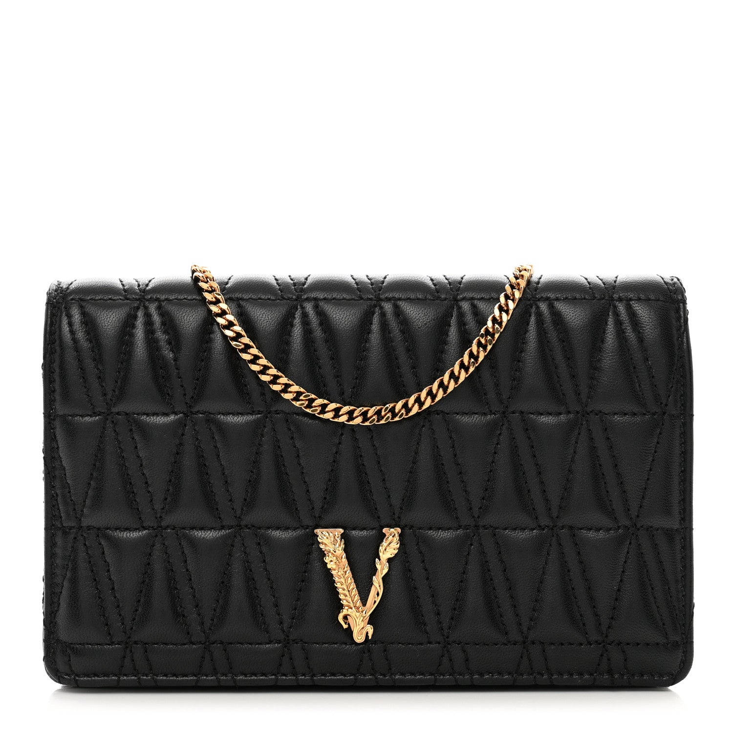 Versace Nappa Quilted Virtus Clutch Bag Black 1 of 12