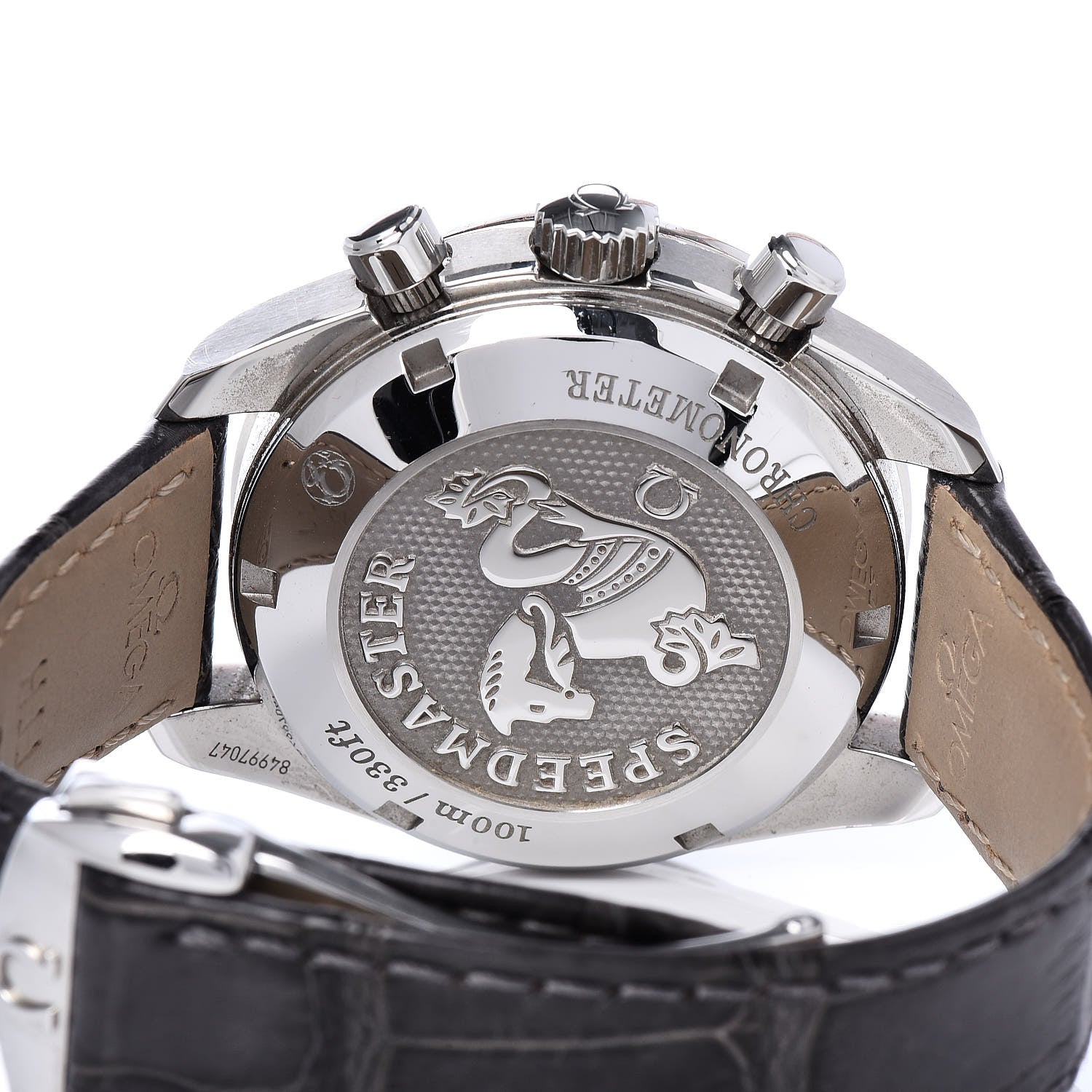Omega Stainless Steel Alligator 38mm Speedmaster Automatic Chronograph Watch White 324.33.38.40.04.001 5 of 7
