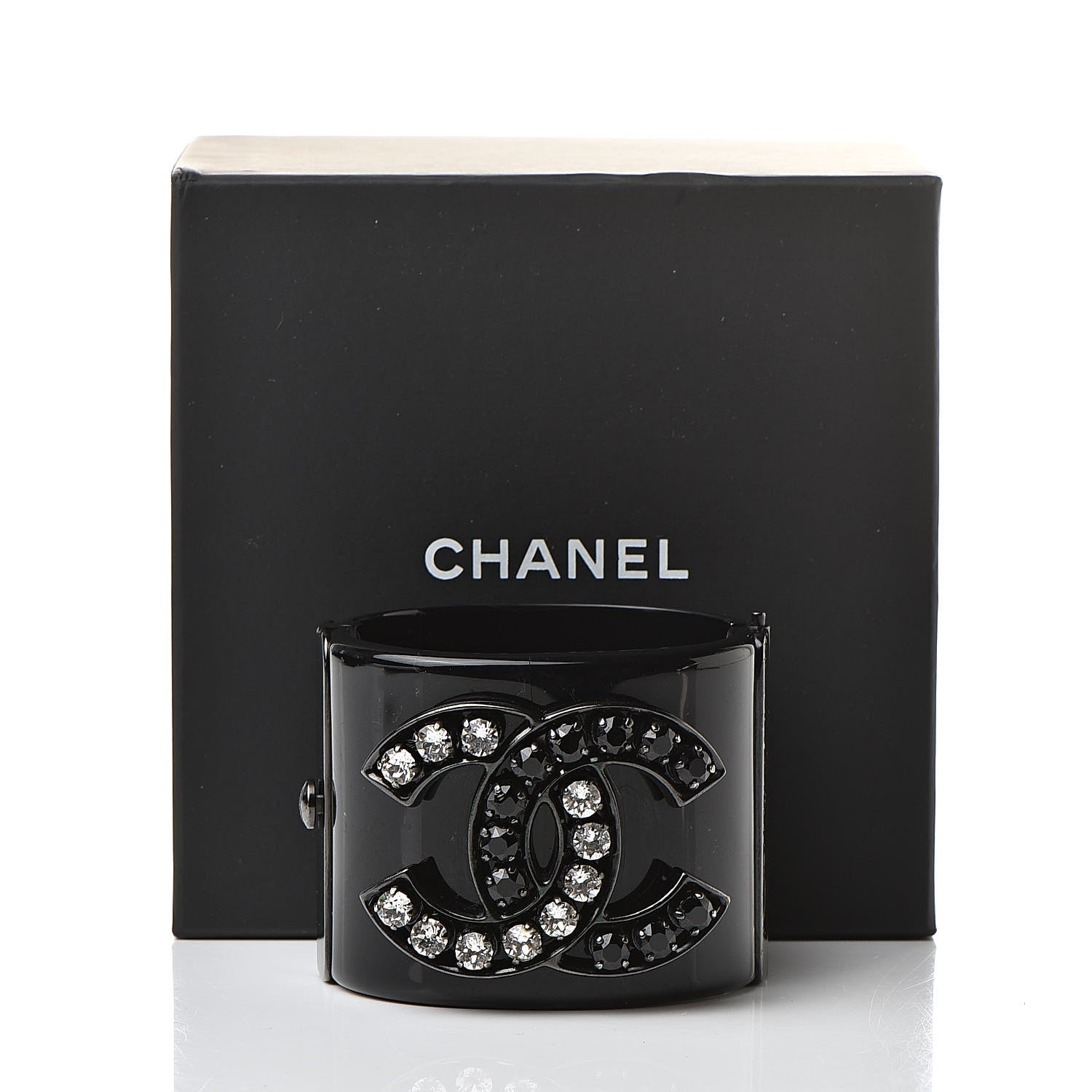 Chanel Resin Ruthenium Crystal CC Cuff Black 7 of 7