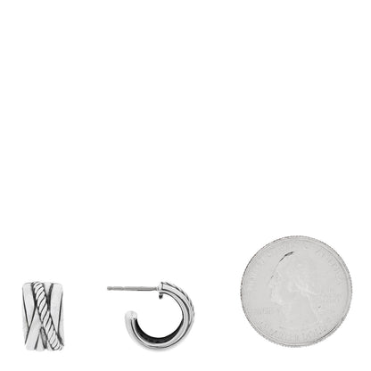 David Yurman Sterling Silver Crossover Huggie Earrings 2 of 4