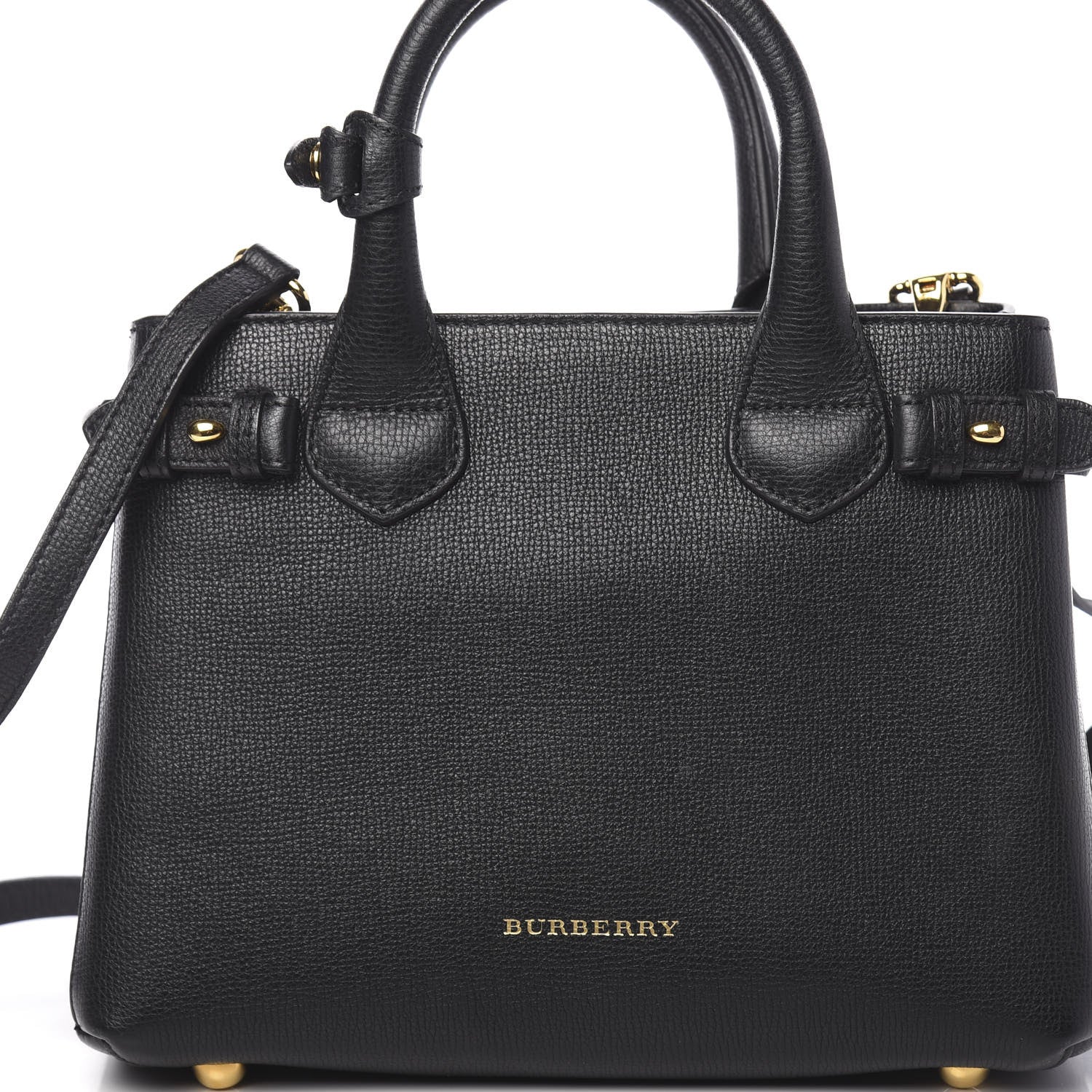 Burberry Grainy Calfskin House Check Small Banner Tote Black 9 of 11