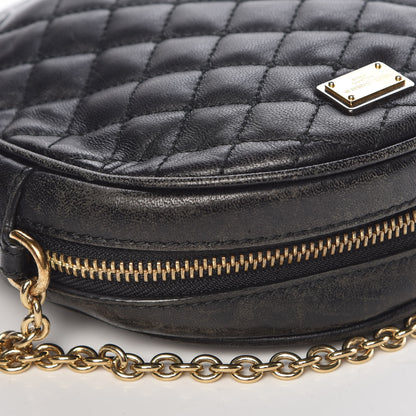 Dolce & Gabbana Lambskin Quilted Round Shoulder Bag Black 9 of 10