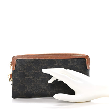 Celine Triomphe Calfskin Long Pouch With Strap Tan 2 of 8