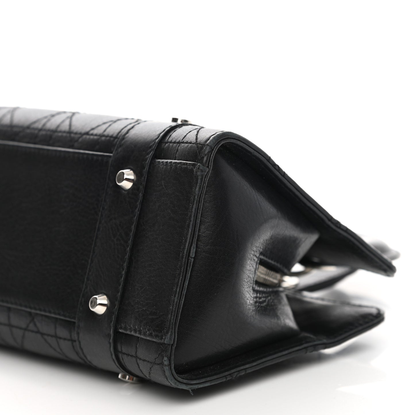 Calfskin Cannage Stitched Small Lady East West Lady Dior Black