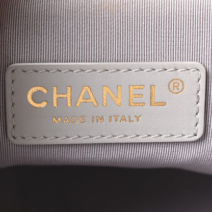 Chanel Goatskin Stitched Chain Bucket Bag Light Grey 6 of 11