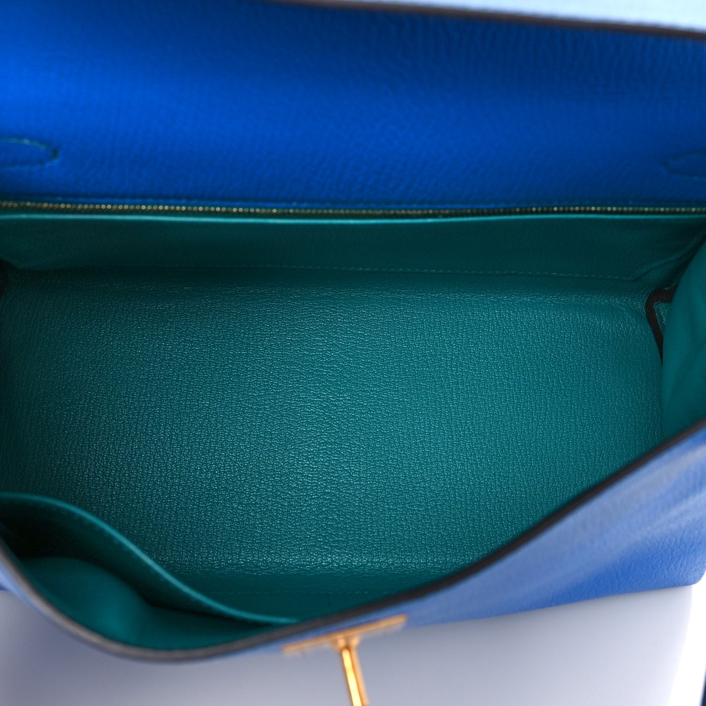 Chevre Mysore Horseshoe Kelly Retourne 28 Bleu Hydra Bleu Paon