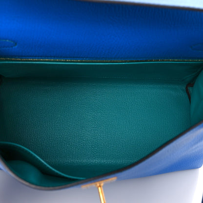 Hermes Chevre Mysore Horseshoe Kelly Retourne 28 Bleu Hydra Bleu Paon 4 of 10