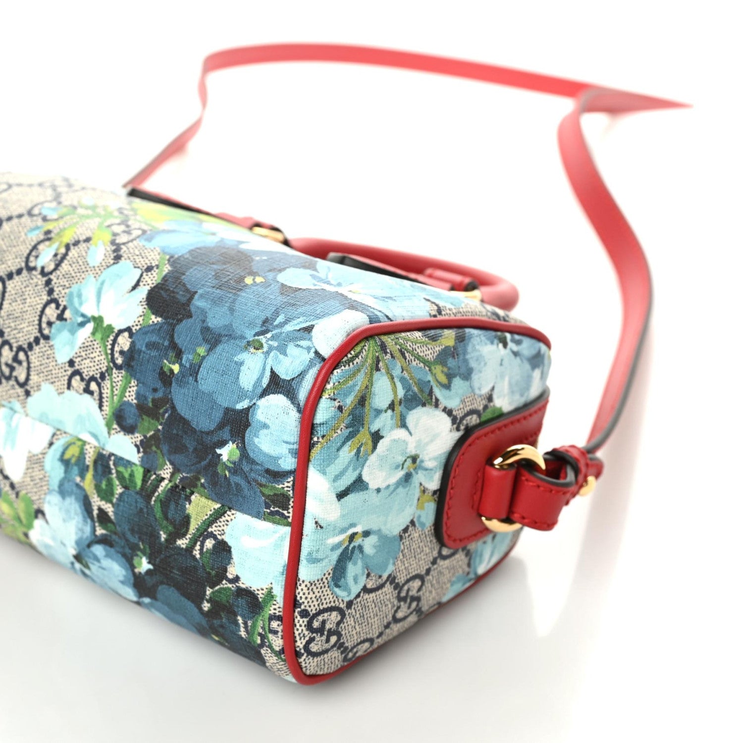 Gucci GG Supreme Monogram Blooms Mini Boston Navy Blue Hibiscus 6 of 11