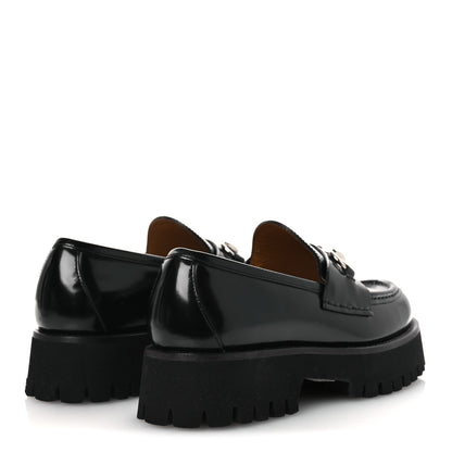 Gucci Cordovan Lux Womens Horsebit 45mm Platform Loafers 37.5 Black 5 of 12