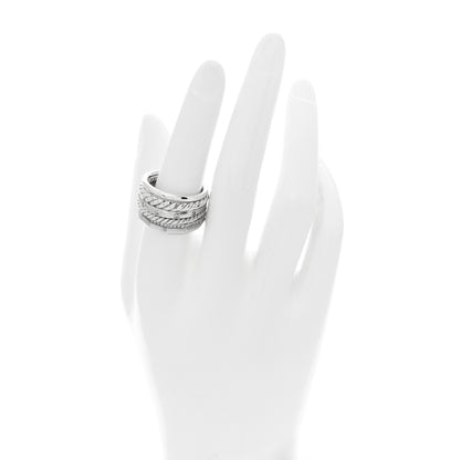 David Yurman Sterling Silver Diamond 16mm Stax Wide Stacked Ring 57 8 2 of 4