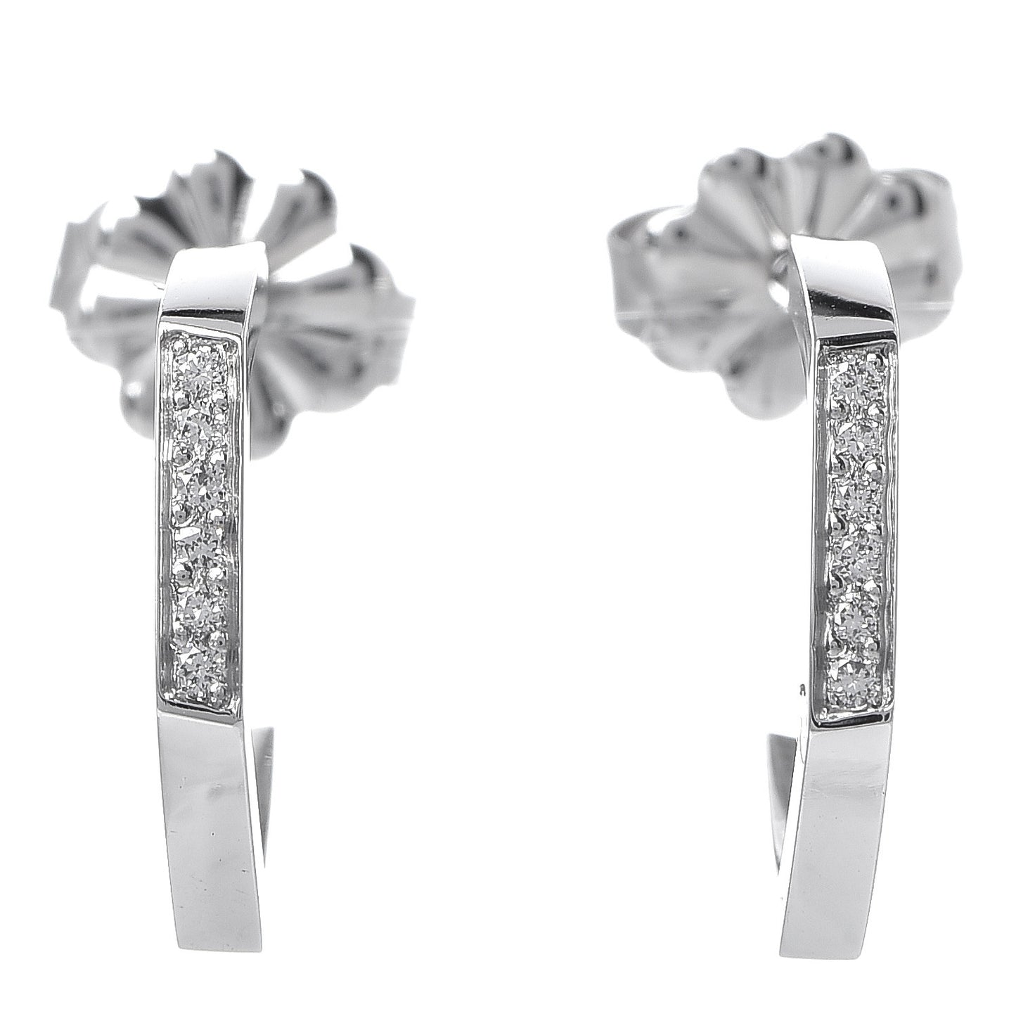 18K White Gold Diamond Frank Gehry Torque Hoop Earrings