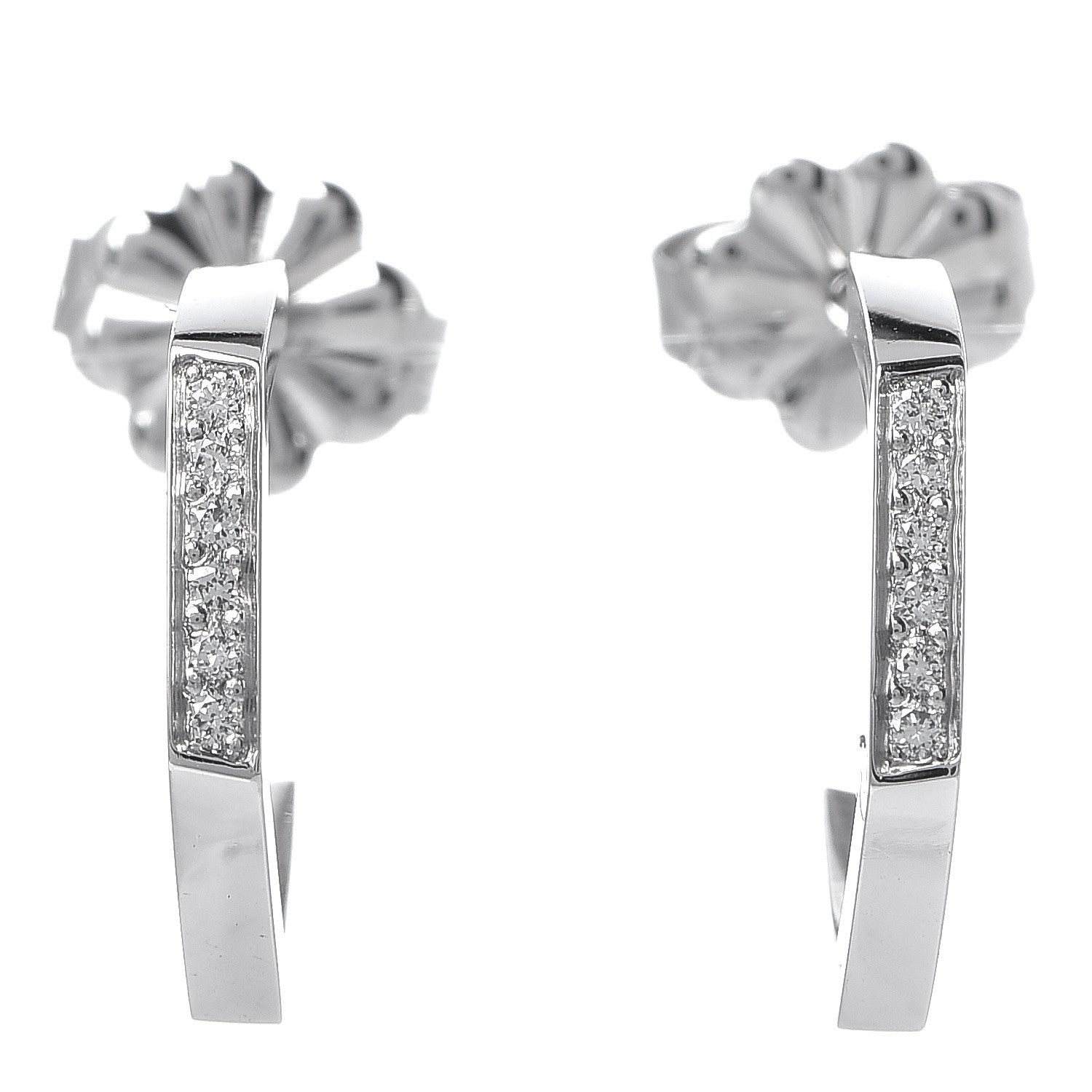 Tiffany 18K White Gold Diamond Frank Gehry Torque Hoop Earrings 1 of 7