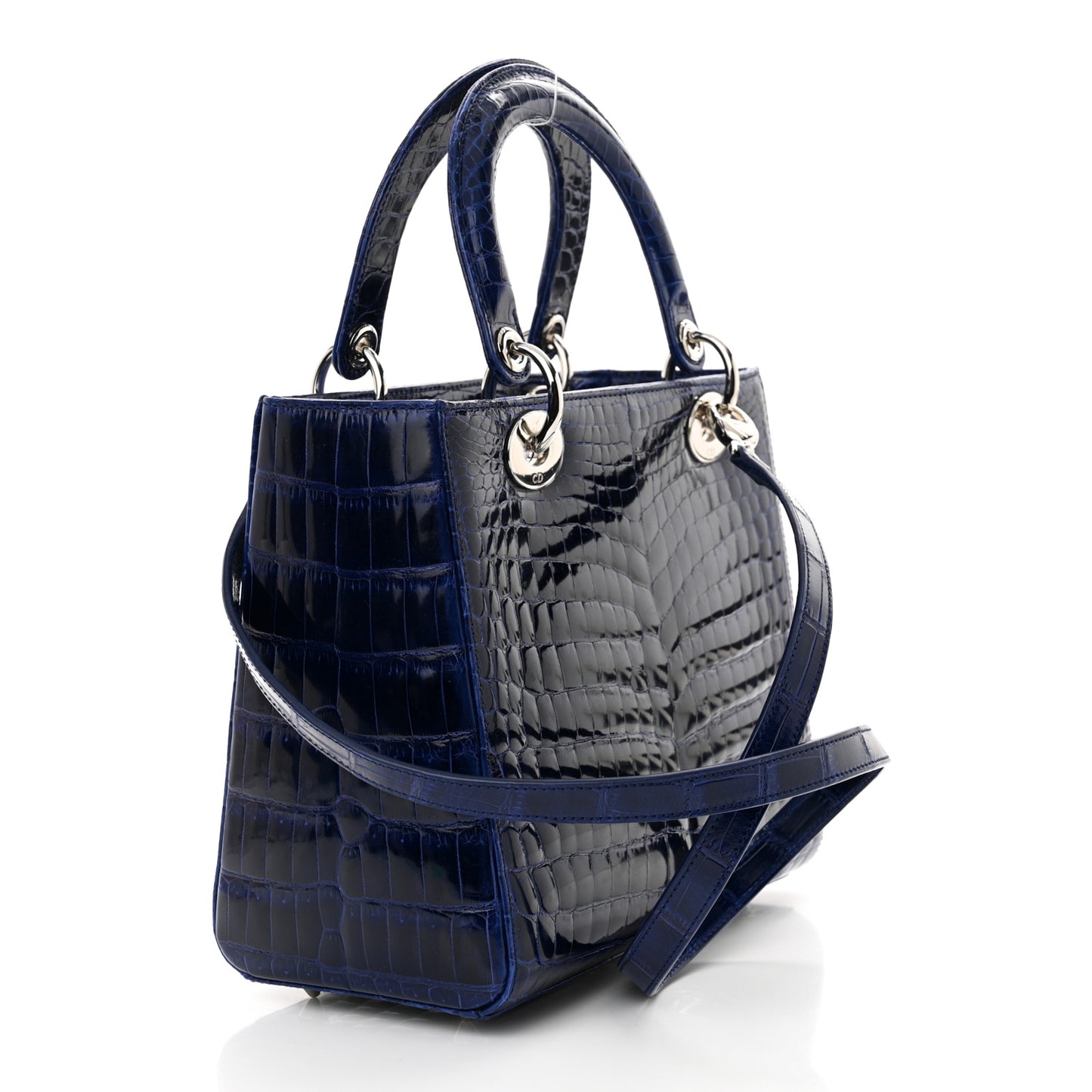 Alligator Medium Lady Dior Blue Roi