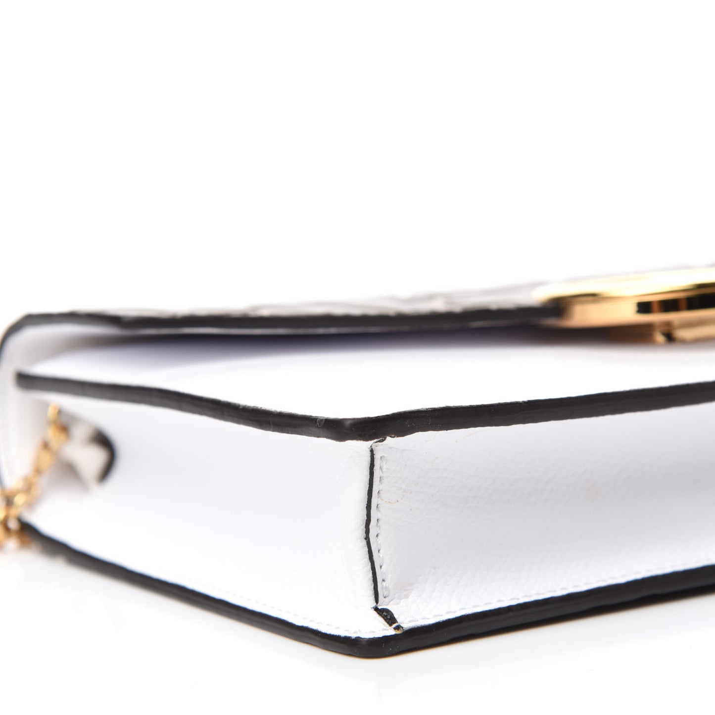 Vitello Cruise F is Fendi FF 1974 Embossed Medium Envelope Wallet On Chain Optical White Maya Black