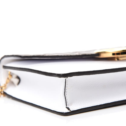 Fendi Vitello Cruise F is Fendi FF 1974 Embossed Medium Envelope Wallet On Chain Optical White Maya Black 6 of 10