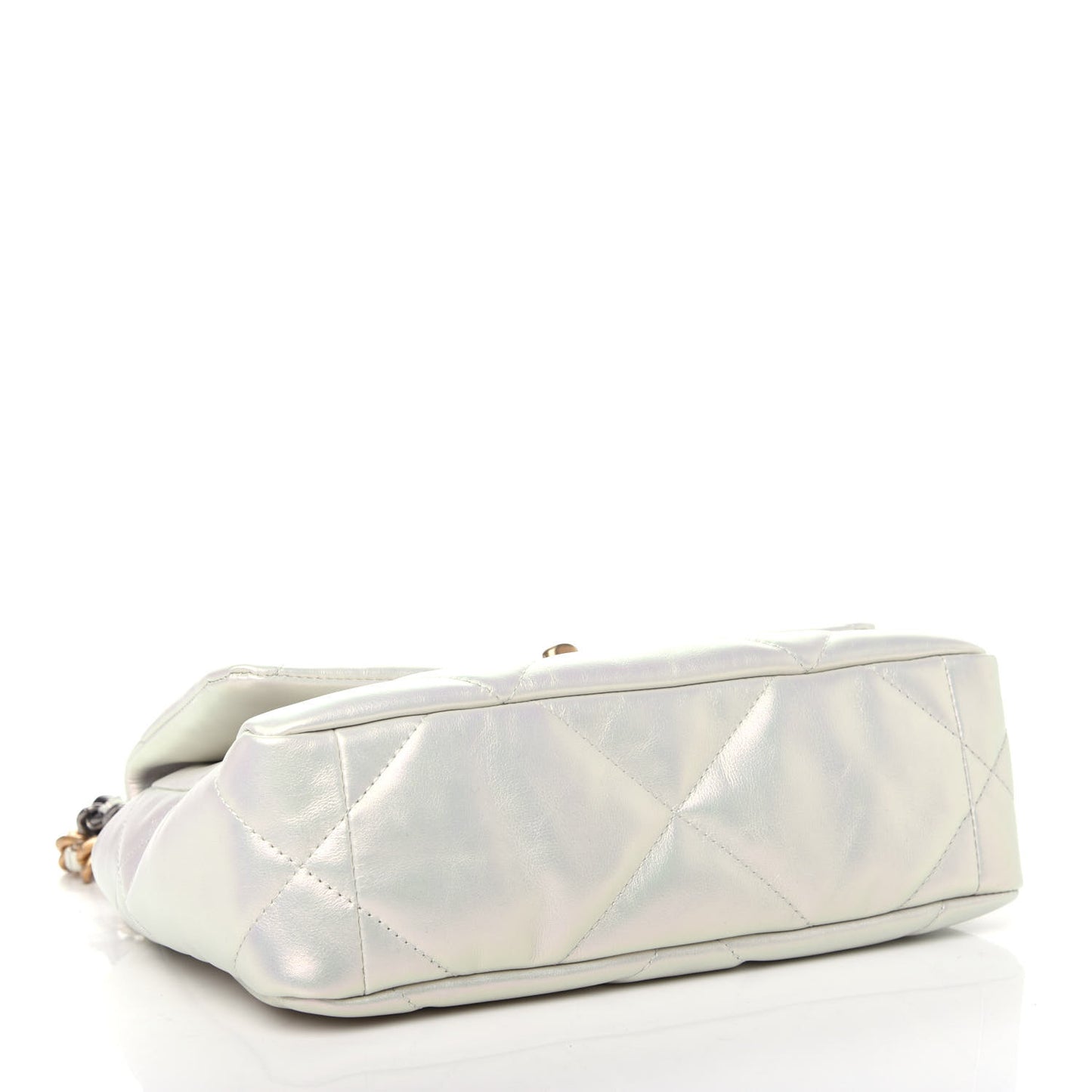 Iridescent Calfskin Quilted Medium Chanel 19 Flap White