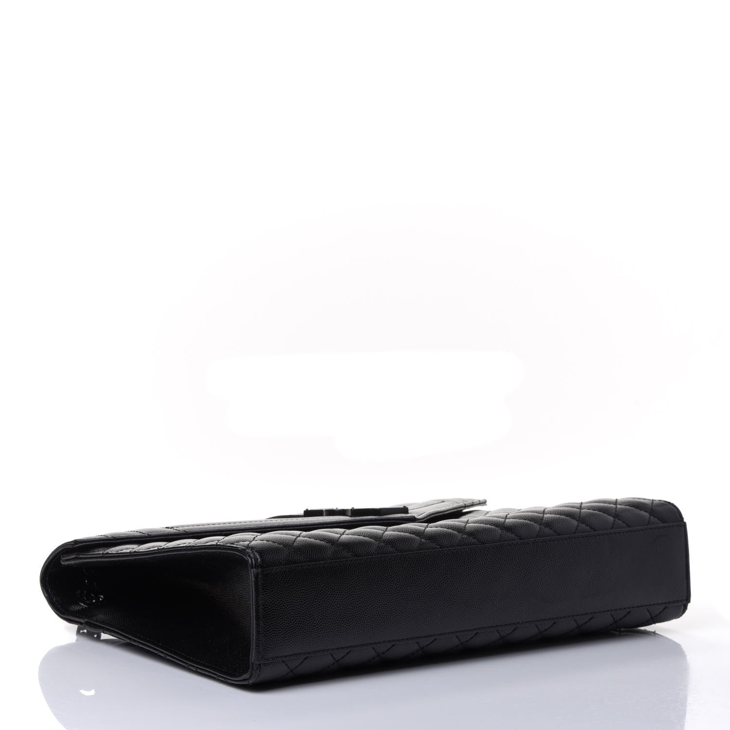 Saint Laurent Grain De Poudre Textured Mixed Matelasse Large Triquilt Monogram Monochrome Satchel Black 3 of 4