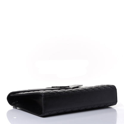 Saint Laurent Grain De Poudre Textured Mixed Matelasse Large Triquilt Monogram Monochrome Satchel Black 3 of 4