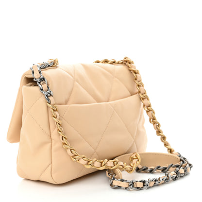 Chanel Shiny Goatskin Quilted Medium Chanel 19 Flap Beige 3 of 11