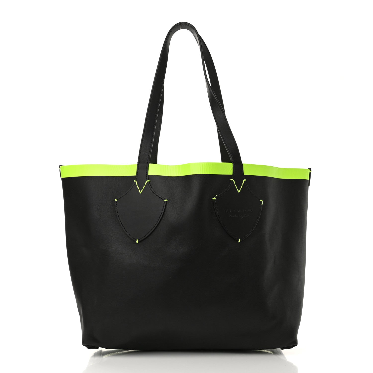 Burberry Canvas Mega Check The Giant Reversible Tote Black Neon Yellow 3 of 17
