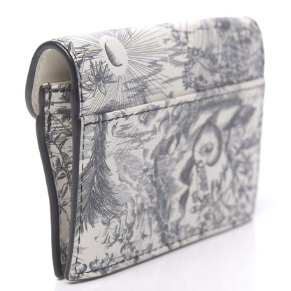 Christian Dior Calfskin Jardin Naturel Print Saddle Card Holder White Grey 3 of 8