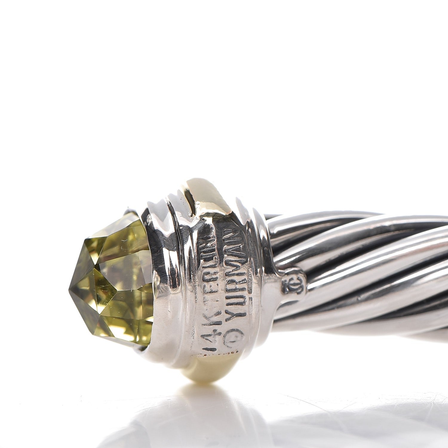 David Yurman Sterling Silver 14K Yellow Gold Prasiolite 7mm Cable Classics Bracelet 4 of 4