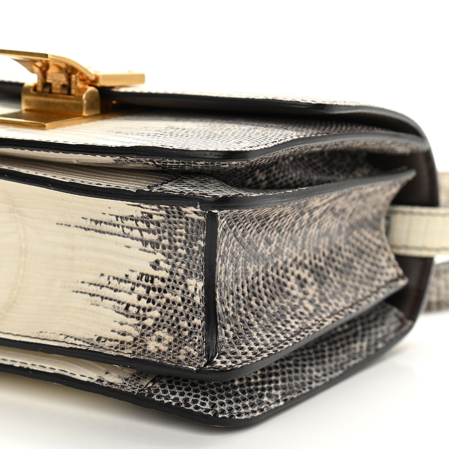 Lizard Small Classic Box Flap Bag Natural