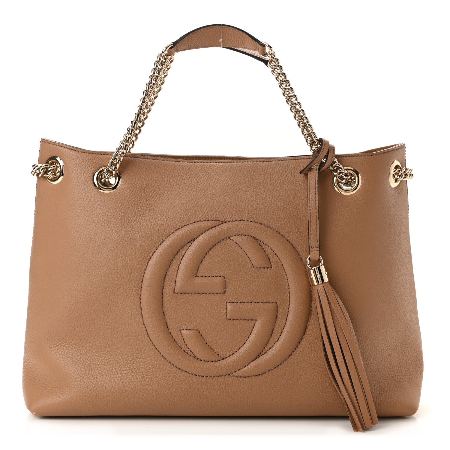 Gucci Pebbled Calfskin Medium Soho Chain Shoulder Bag Camelia 1 of 10