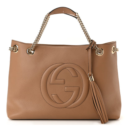 Gucci Pebbled Calfskin Medium Soho Chain Shoulder Bag Camelia 1 of 10