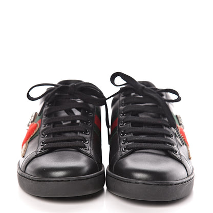 Gucci Calfskin Ayers Web Pierced Heart Embroidered Ace Sneakers 36.5 Black 2 of 9