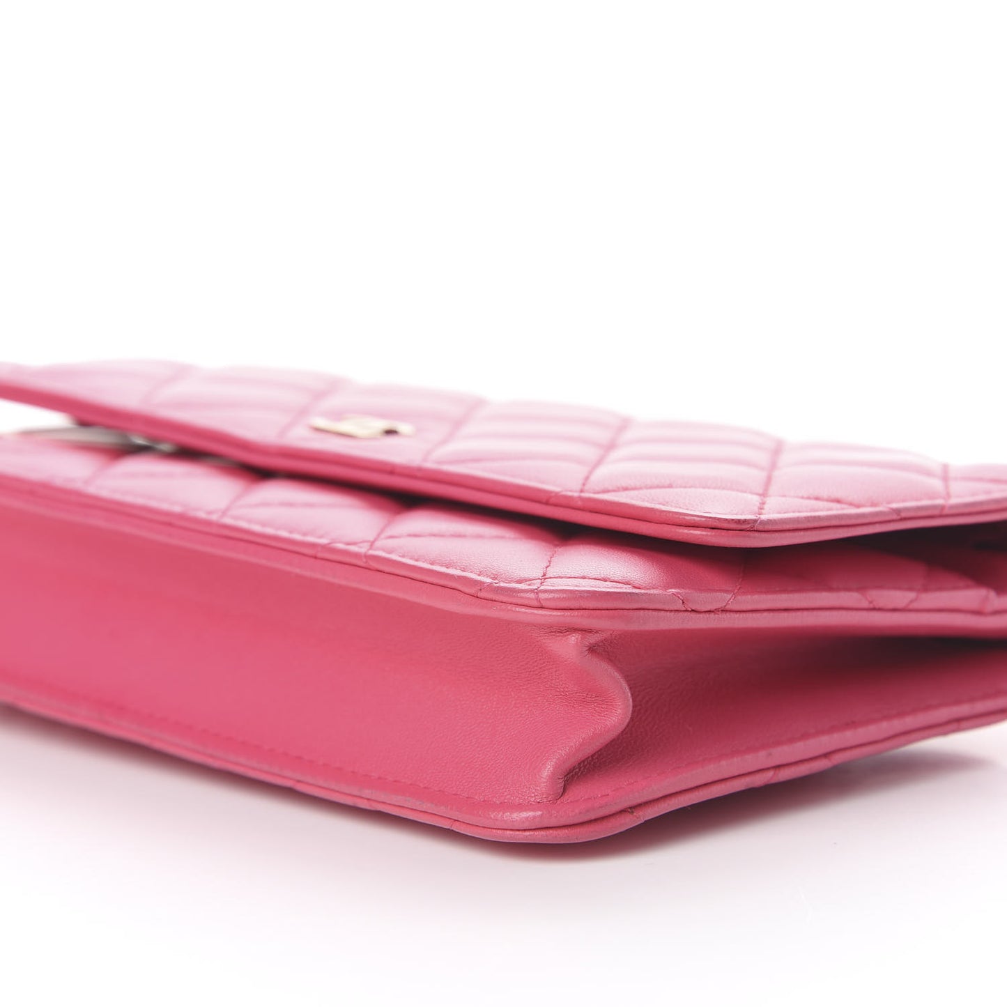 Lambskin Quilted Wallet On Chain WOC Pink