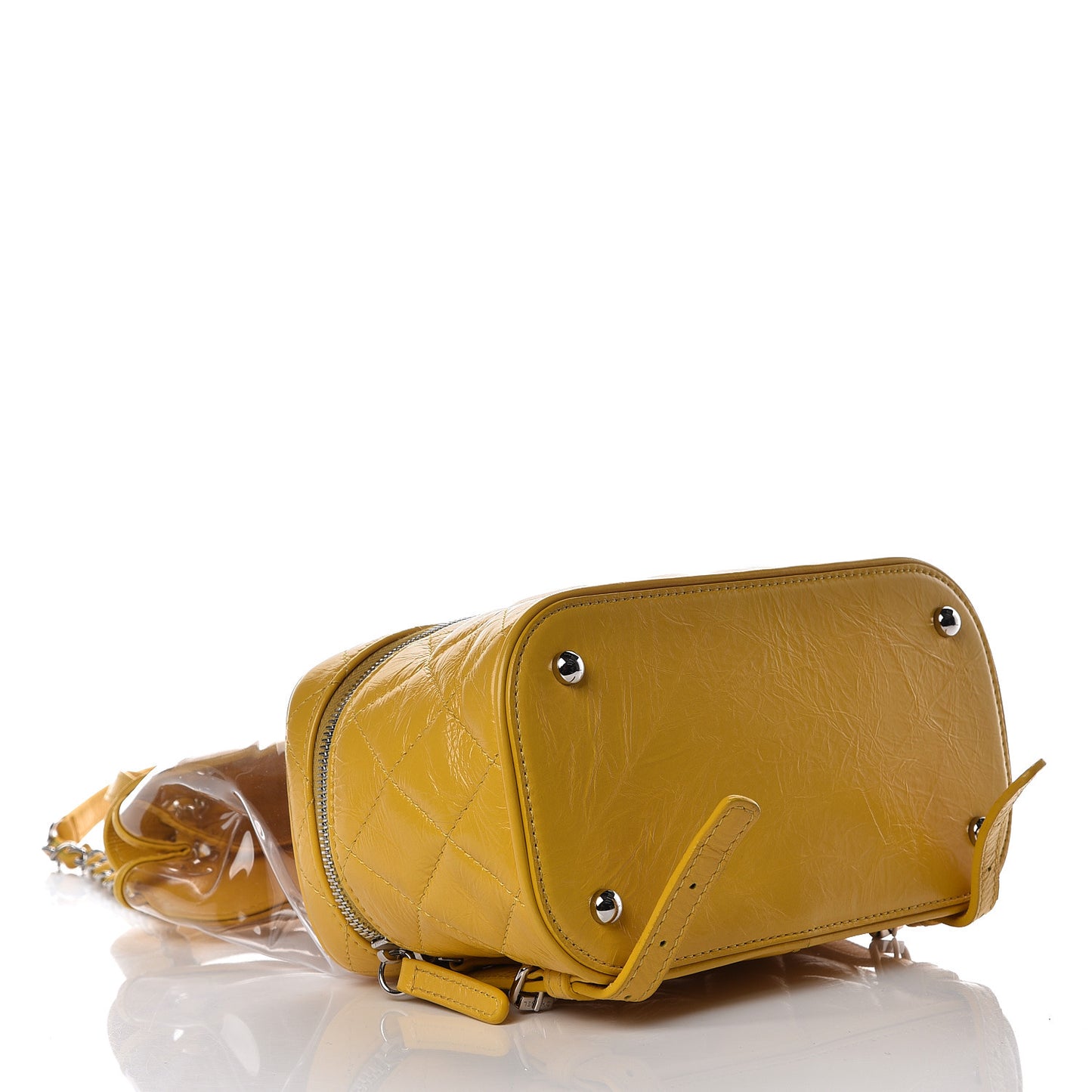 Crumpled Calfskin PVC Quilted Backpack Yellow