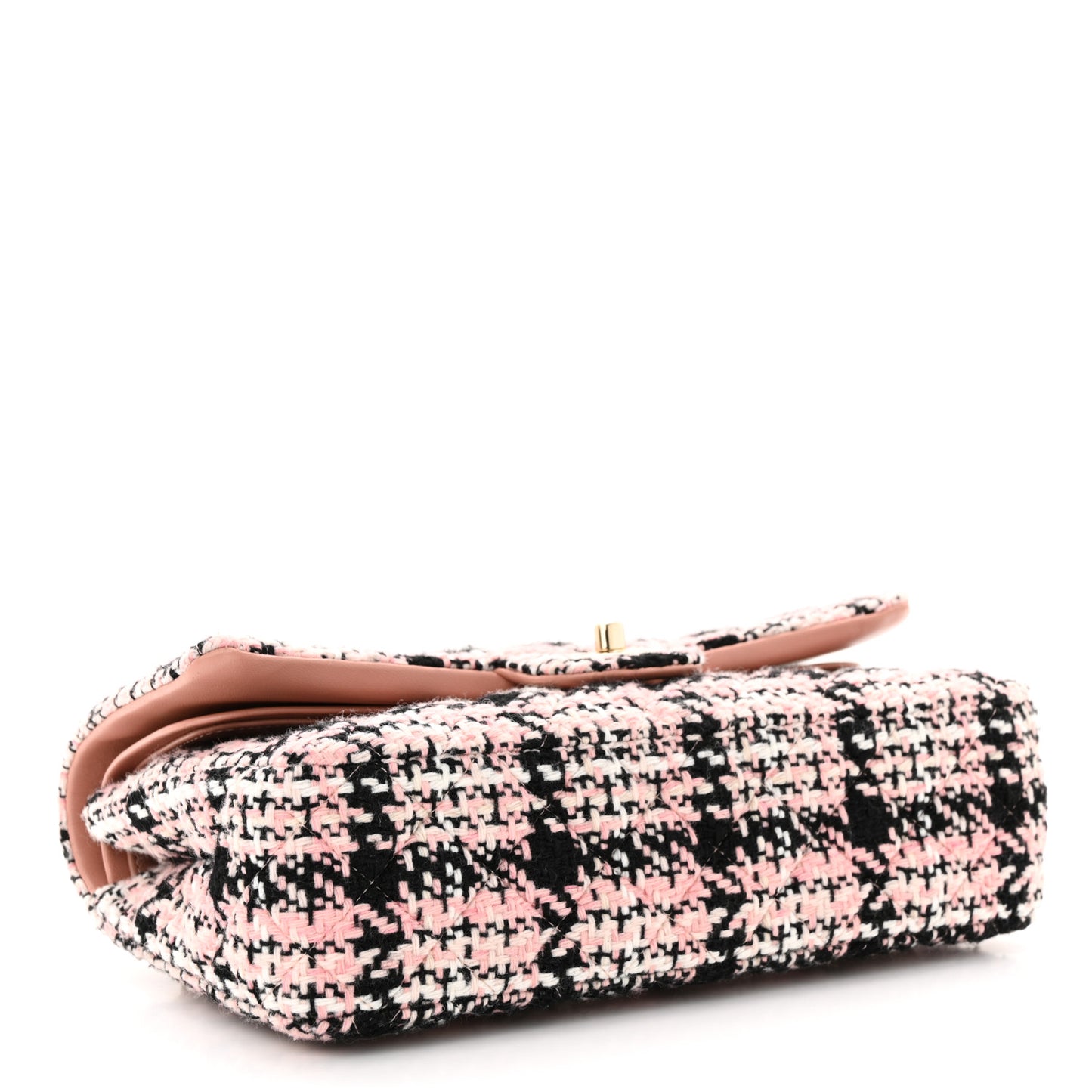 Tweed Quilted Medium Double Flap Pink Black White