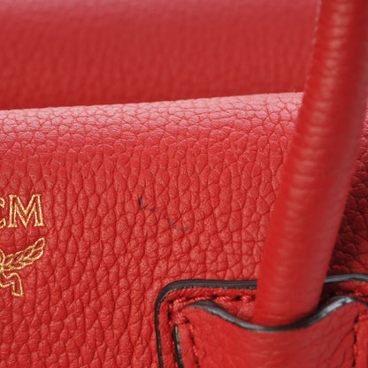 MCM Grained Calfskin Mini Milla Tote Red 9 of 15