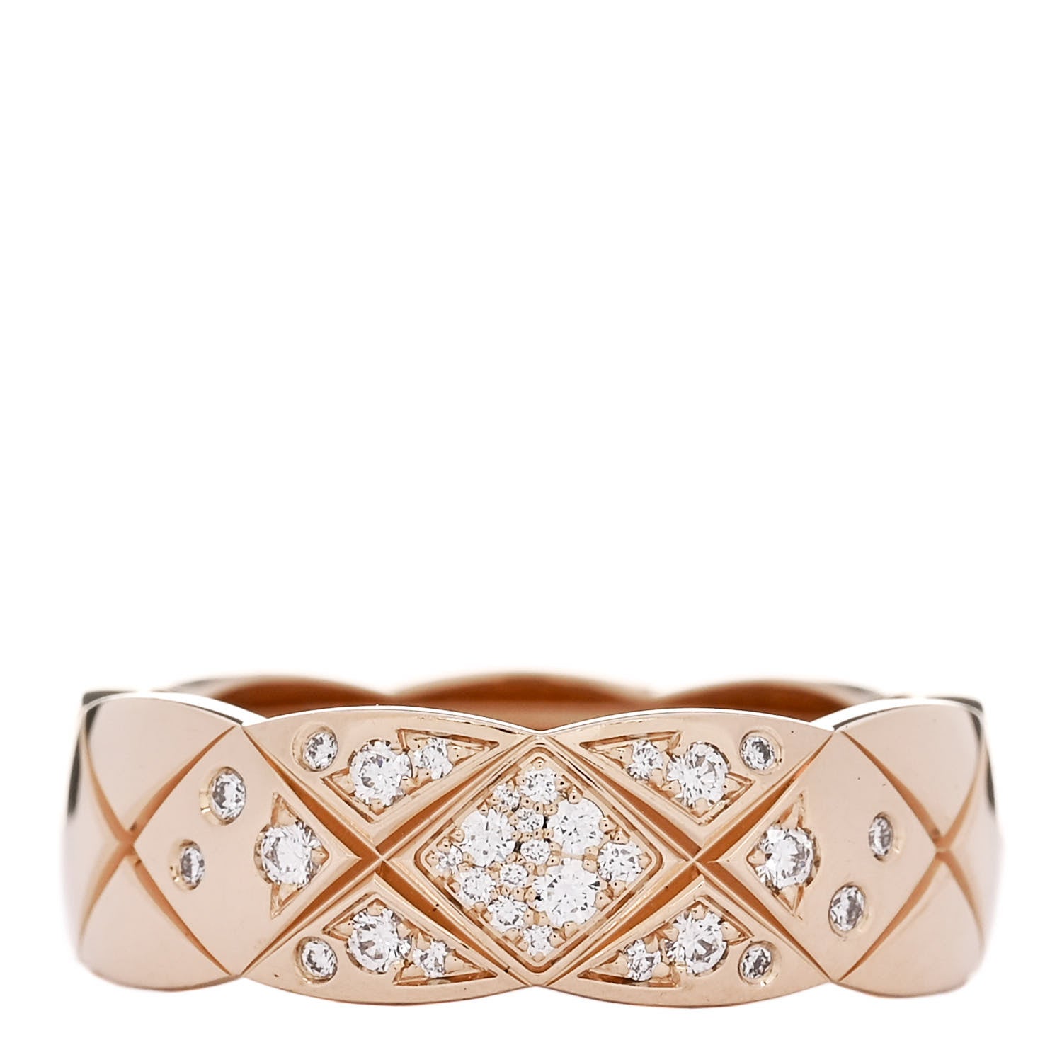 Chanel 18K Beige Gold Diamond Small Coco Crush Ring 55 7.25 1 of 6