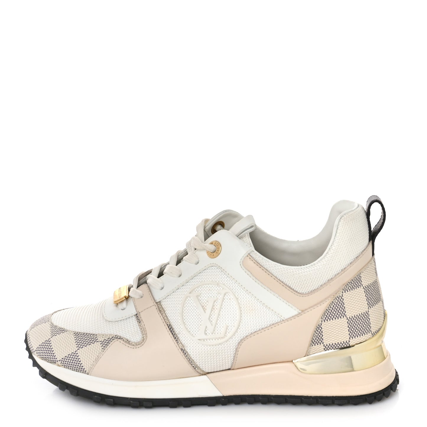 Calfskin Damier Azur Run Away Sneakers 37 White