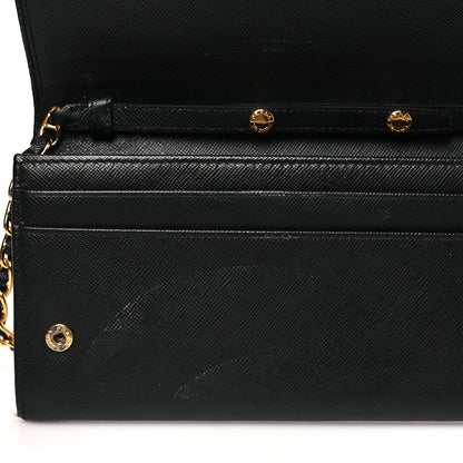 Prada Saffiano Metal Oro Chain Wallet Black 11 of 16
