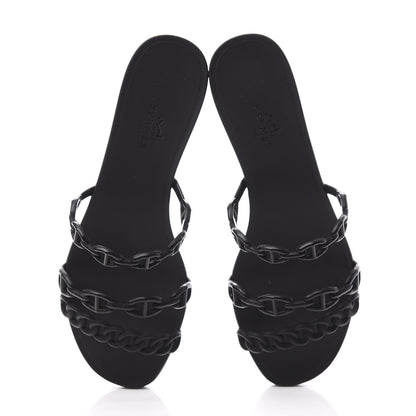 Hermes Rubber Chaine d'Ancre Rivage Sandals 36 Black 5 of 10