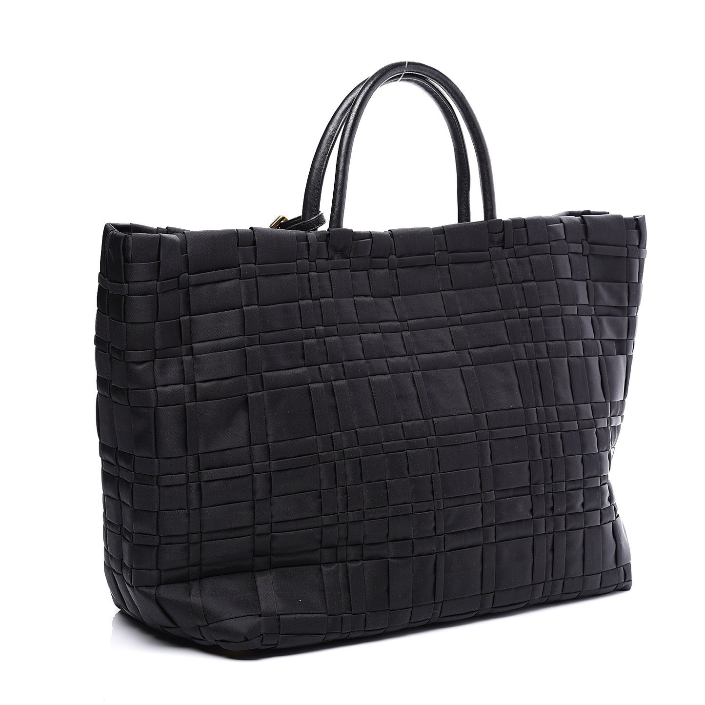 Tessuto Nylon Weave Shopping Tote Black