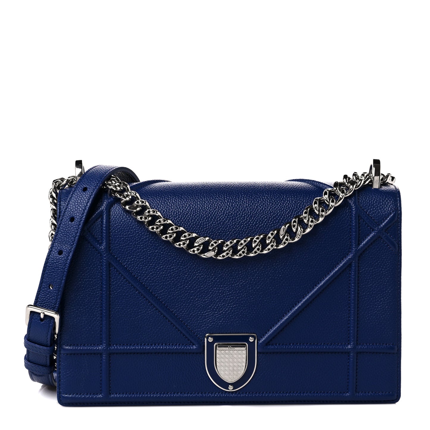 Grained Calfskin Small Diorama Flap Bag Bleu De Minuit