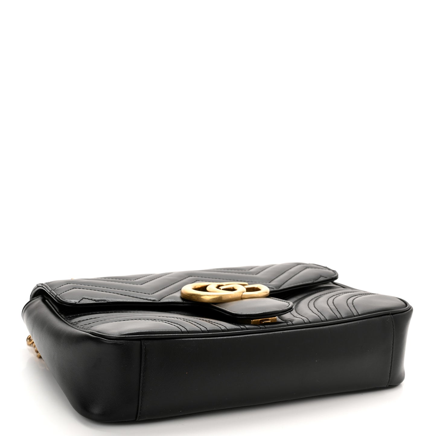 Calfskin Matelasse Medium GG Marmont Shoulder Bag Black