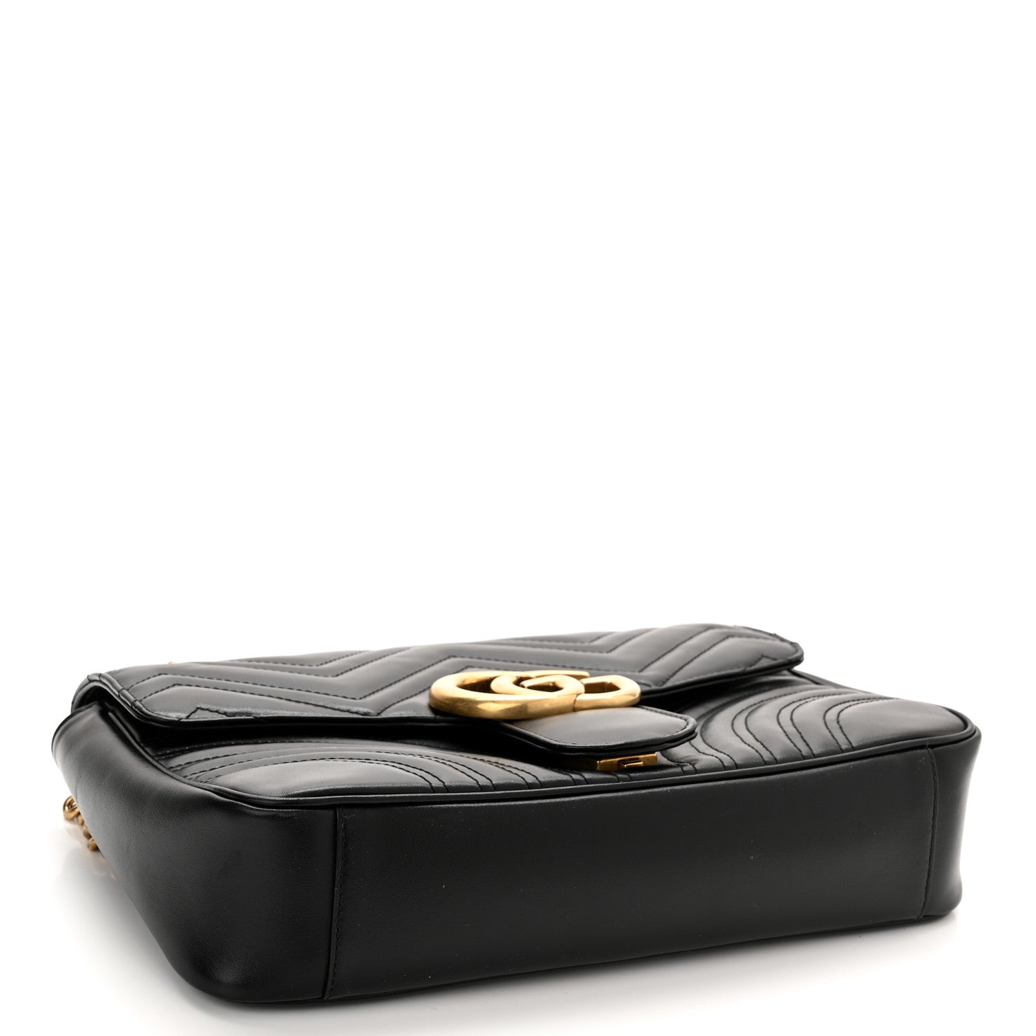 Gucci Calfskin Matelasse Medium GG Marmont Shoulder Bag Black 4 of 10